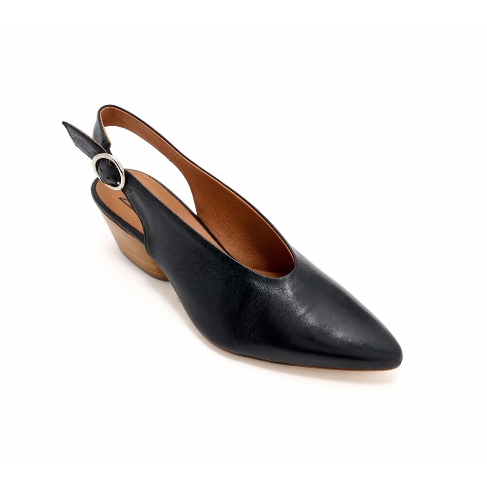 Miz Mooz Leather Adjustable Slingback Pumps - Haven - Black, EU 39 / US 8.5